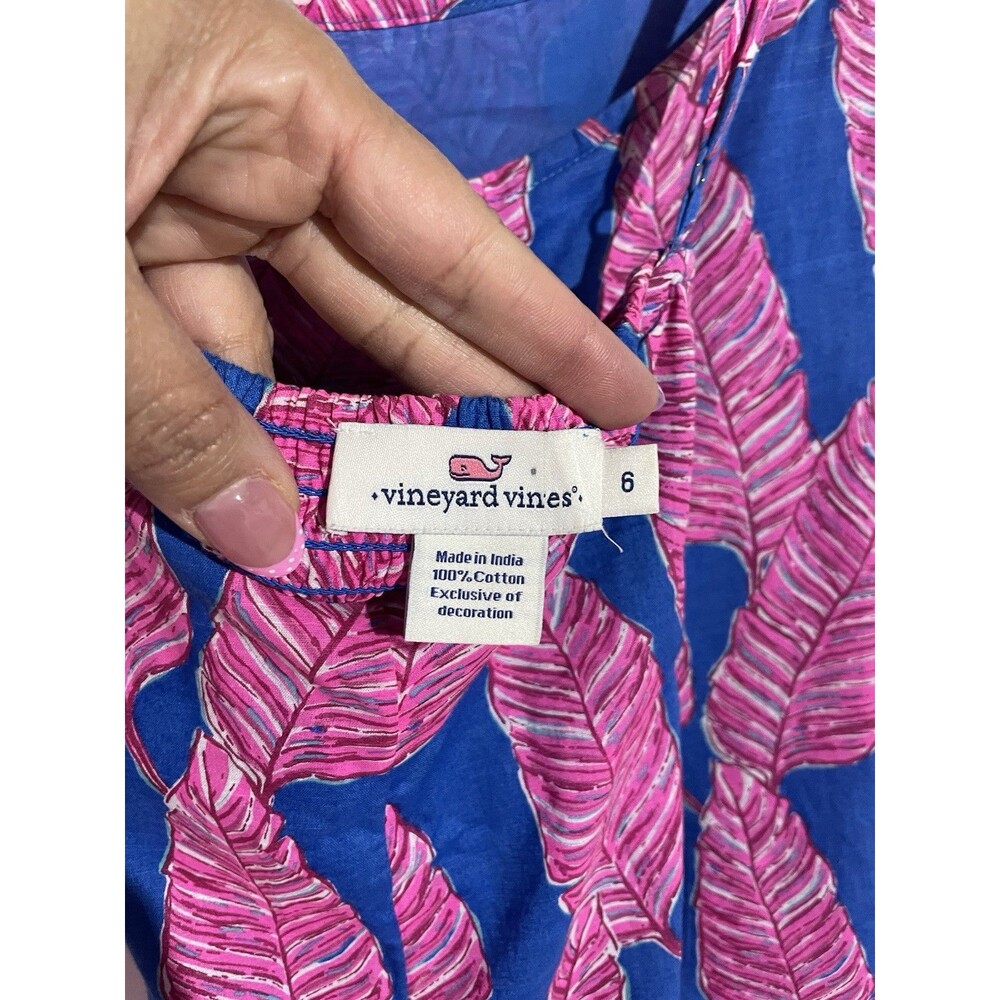 Vineyard Vines Dress 6 Tropical Leaf Maxi Cottagecore Feminine Beachy Resort - Picture 8 of 12